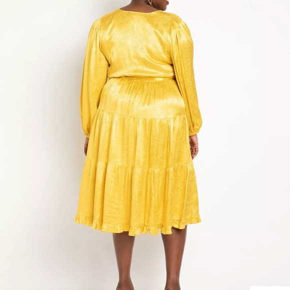 Satin Surplice Tiered Dress - Picture 3 of 5